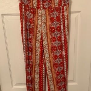 Red, White, and Orange Loose Wide Leg Pants